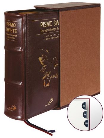 Pismo Święte ST i NT (duża czcionka, etui, skóra naturalna brązowa z paginatorami i złoconymi brzegami kartek, twarda okładka)